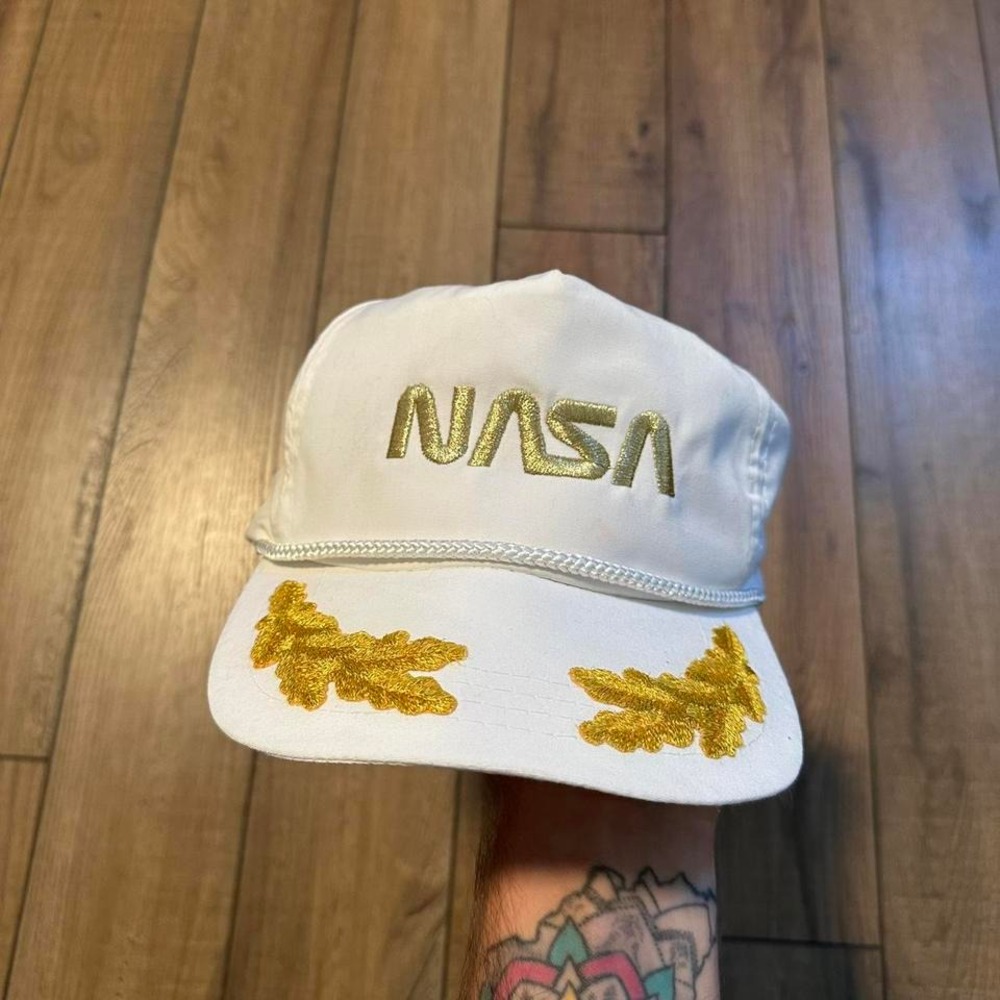 Vintage nasa white captain hat strapback OSFM